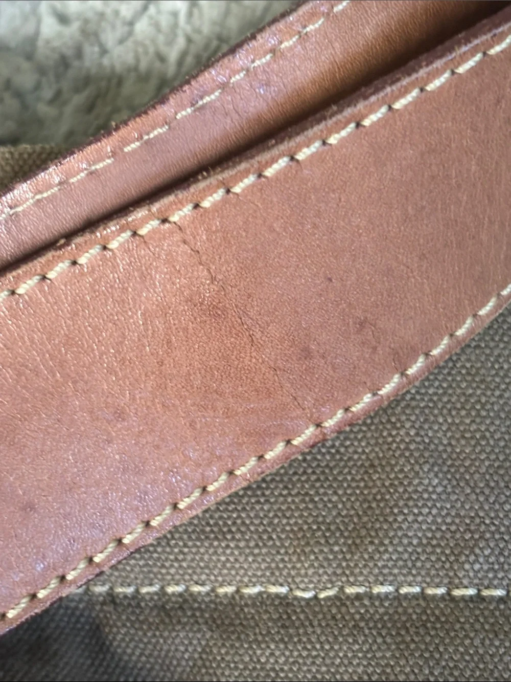 Canvas Messenger Bag with Leather Trim in Brown